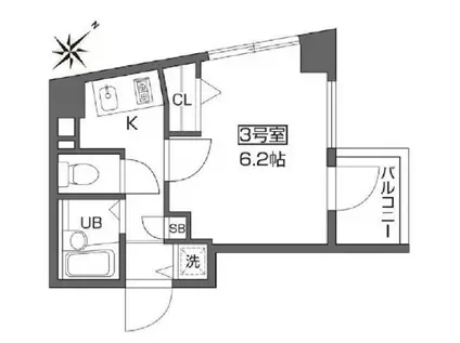 ベルファ―ス早稲田(1K/9階)の間取り写真