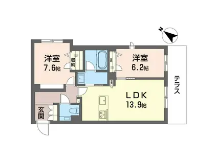 ガーデン片倉(2LDK/1階)の間取り写真