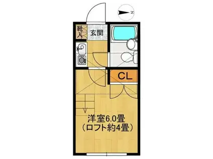 シャンテホワイト(1K/1階)の間取り写真