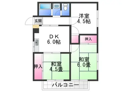 ハイツ古石(3DK/1階)の間取り写真