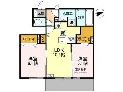 ソリッソ大久保(2LDK/1階)の間取り写真