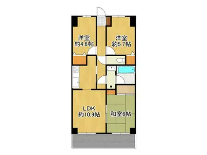 ラブリーハイツ甲府(3LDK/12階)の間取り写真