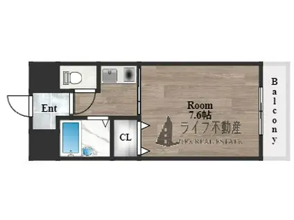 ウィングコート東大阪(1K/5階)の間取り写真