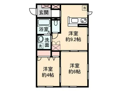 SOLEIL A(2DK/2階)の間取り写真