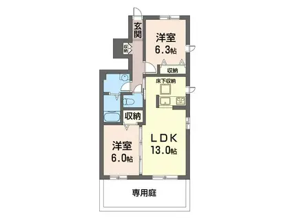 ファルファーレ(2LDK/1階)の間取り写真