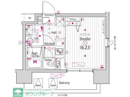 ガーラ・グランディ川口並木(1K/6階)の間取り写真