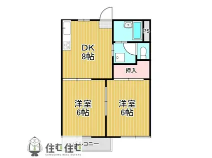 タウン下林 B(2DK/1階)の間取り写真