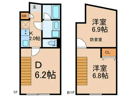 GREEN TERRACE 池ノ上(2DK/B1階)の間取り写真