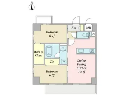 エスペランサ泉(2LDK/9階)の間取り写真