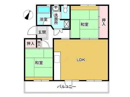 小室ハイランドB-3号棟(2LDK/3階)の間取り写真