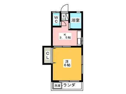 ポエツ藤II(1K/2階)の間取り写真