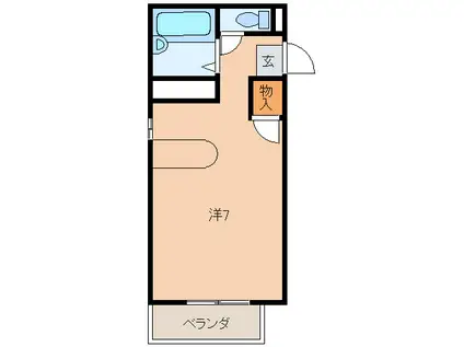 ベルトピア塚口V(ワンルーム/2階)の間取り写真