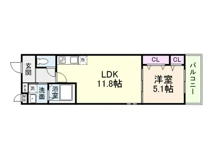 フジパレス鶴原(1LDK/3階)の間取り写真