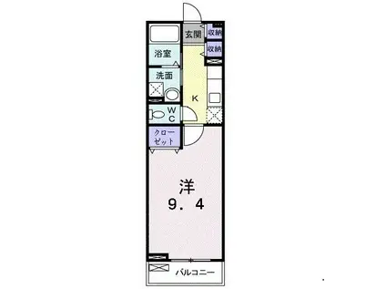 ブライト・パークサイド II(1K/2階)の間取り写真