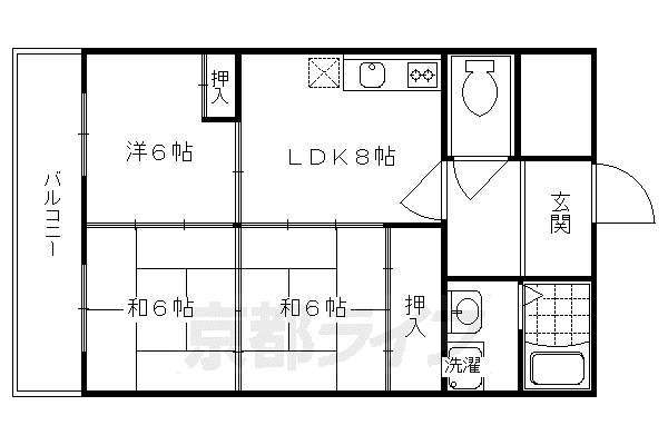 シャトー嵐望I(3LDK/2階)の間取り写真