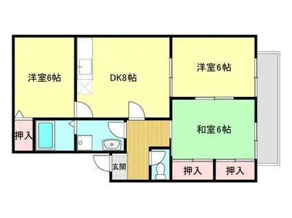 アミティやまとA(3DK/1階)の間取り写真