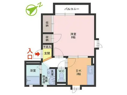 ベルメゾン(1DK/2階)の間取り写真