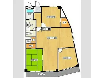 シャンポール八事(3LDK/4階)の間取り写真