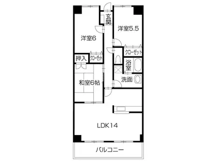 スペース・ドゥ川内(3LDK/1階)の間取り写真