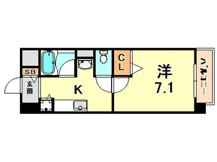 サンテラスエクセルガーデン(1K/2階)の間取り写真