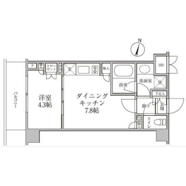 レジディア神楽坂II(1DK/2階)の間取り写真