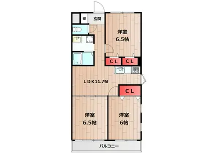 レア・シャトーシンワ(3LDK/1階)の間取り写真