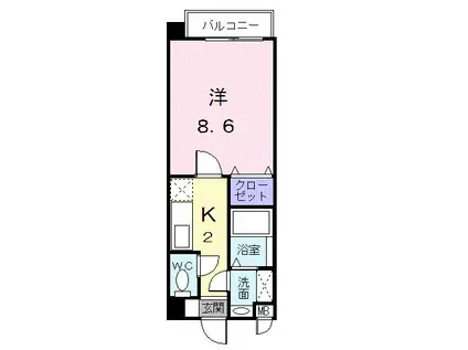 リバ-ガーデンF(1K/3階)の間取り写真