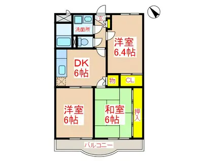 コーポラスソレイユ(3DK/2階)の間取り写真