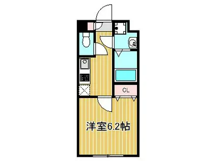 TRYM武蔵小杉(1K/2階)の間取り写真