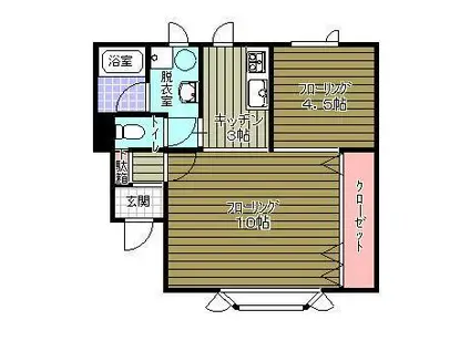 イマージュ北進(1LDK/1階)の間取り写真
