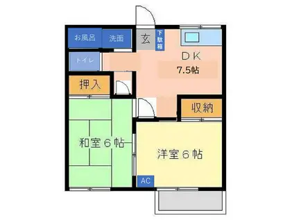 ビューパレーせしも A棟(2DK/2階)の間取り写真