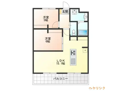 エメラルド・ノービレI(2LDK/2階)の間取り写真