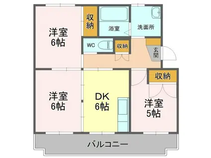 アーバンライフ上力(3DK/1階)の間取り写真