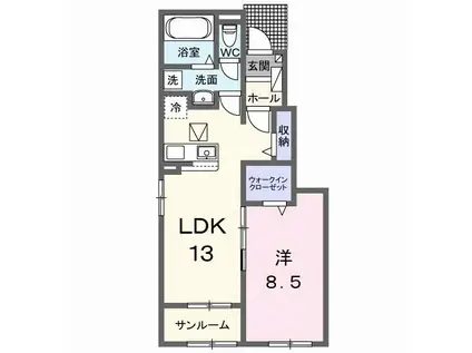 コルヴェール(1LDK/1階)の間取り写真