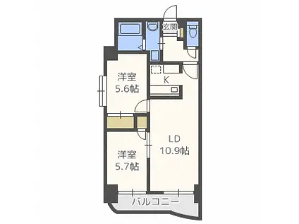 さくらハイツ2(2LDK/5階)の間取り写真
