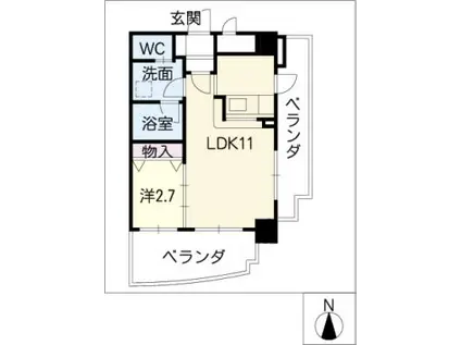 アルファパル阿由知通(1LDK/3階)の間取り写真