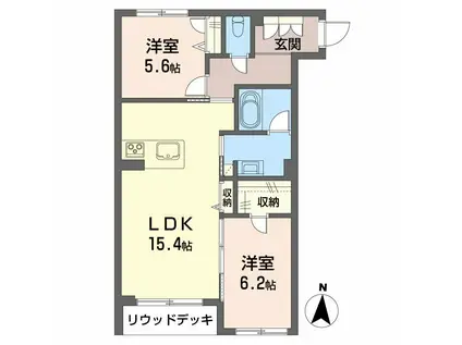 カルムメゾン(2LDK/1階)の間取り写真