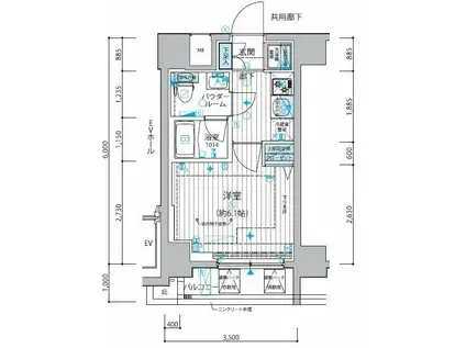 メインステージ戸越銀座(1K/5階)の間取り写真
