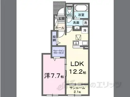 カルムメゾンK・I(1LDK/1階)の間取り写真