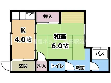 コーポ清水(1K/1階)の間取り写真