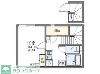 レオネクストコートハウス山王(1K/2階)の間取り写真