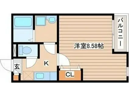 クレフラスト福祉大前IIA(1K/2階)の間取り写真