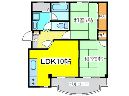 沖ノ原マンション(2LDK/3階)の間取り写真