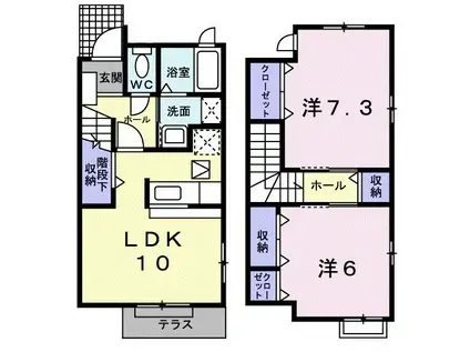 ベル グランデ ヤサカ A(2LDK/1階)の間取り写真