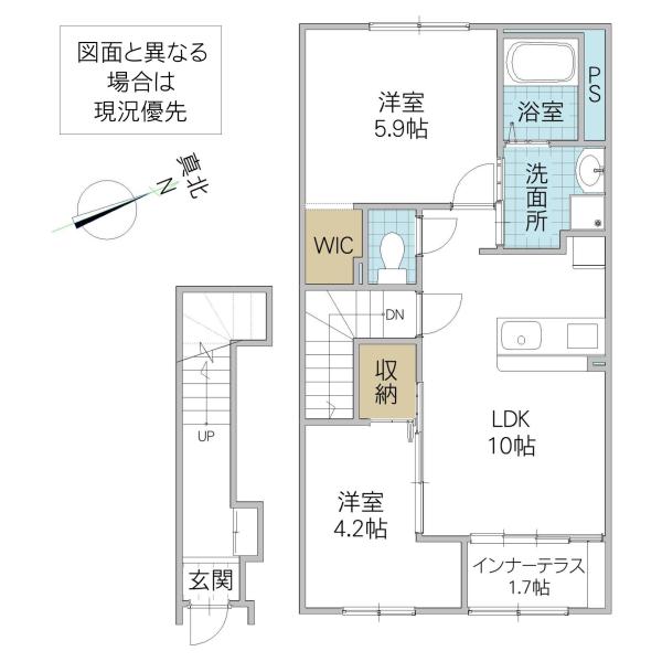 取手市寺田アパート(2LDK/2階)の間取り写真