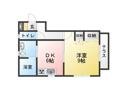 LASOLANA(1DK/1階)の間取り写真