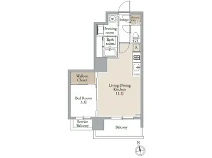 ドゥーエ仙台イーストIII(1LDK/12階)の間取り写真