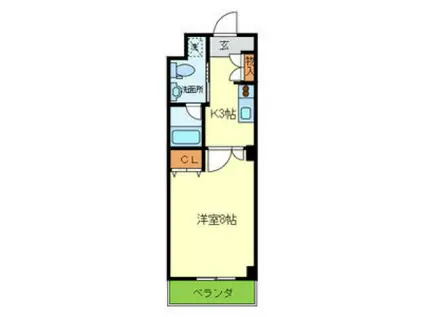 グランディール北勘(1K/3階)の間取り写真