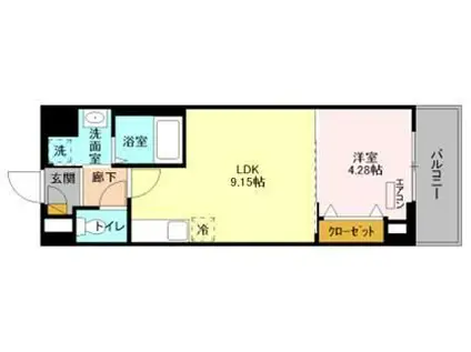 プリムヴェール(1LDK/2階)の間取り写真