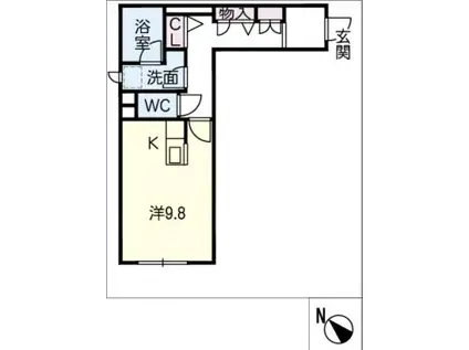 デュランタ(ワンルーム/1階)の間取り写真